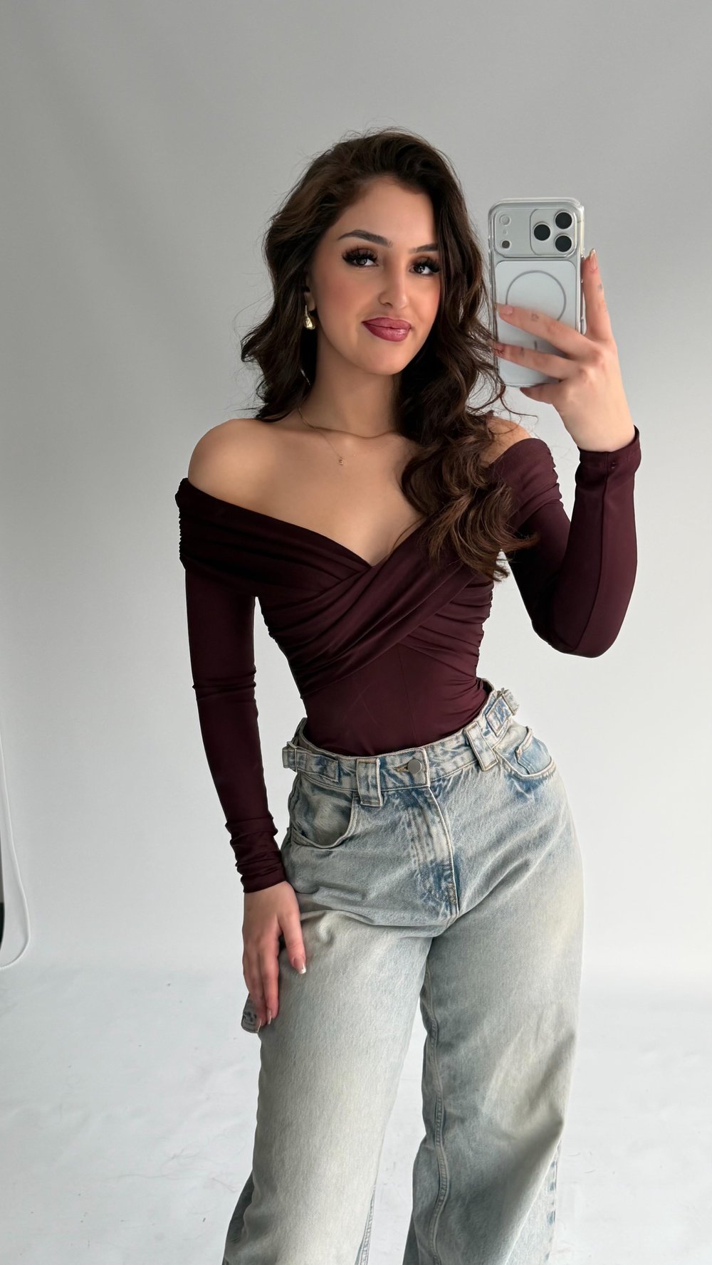 Şahika Çapraz Madonna Bodysuit Kahverengi
