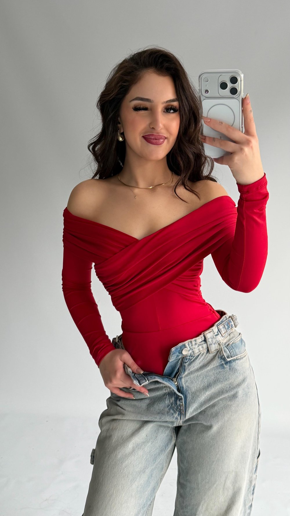 Şahika Çapraz Madonna Bodysuit Kırmızı