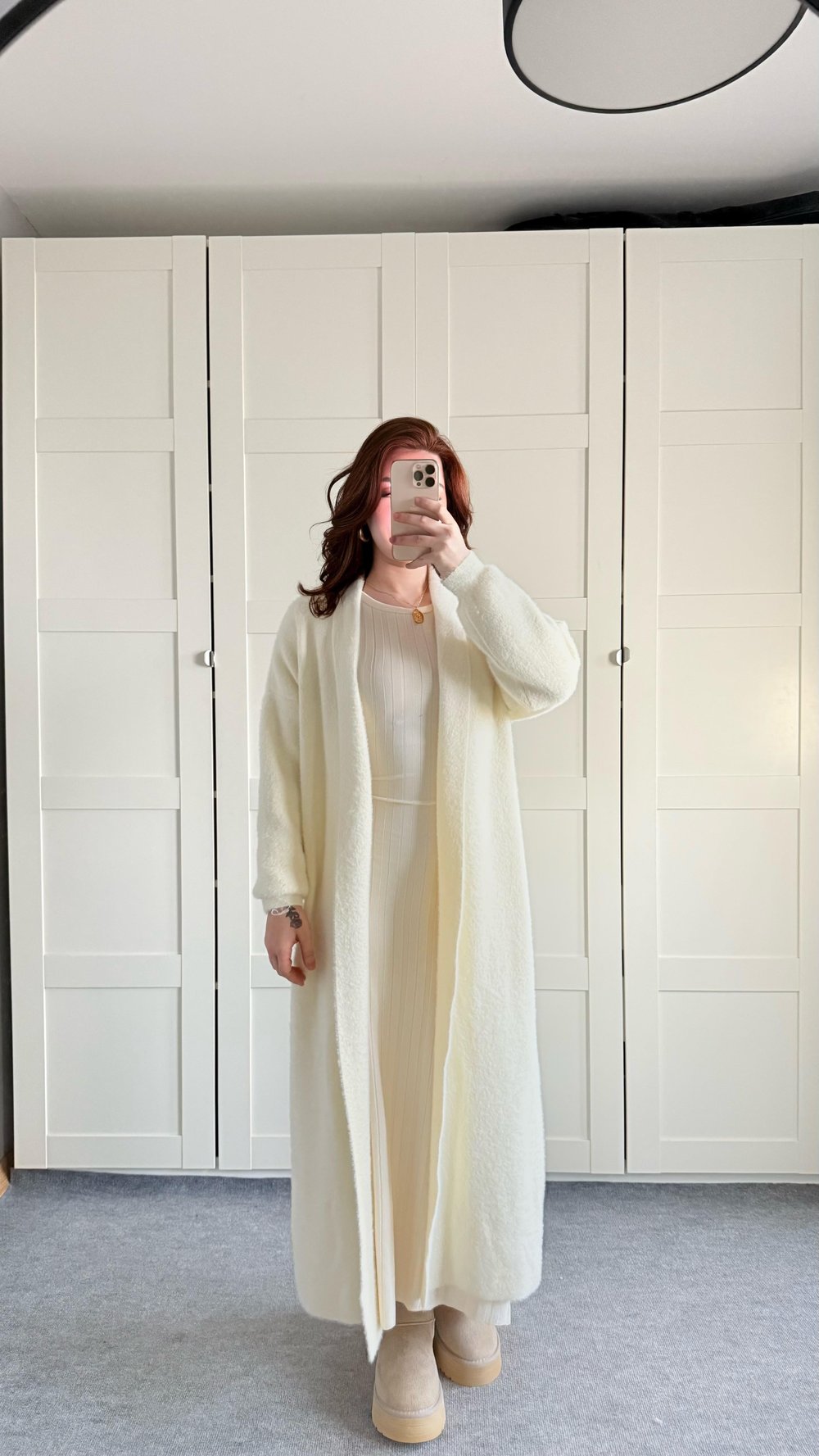 Sakallı Yumuşak Maxi Hırka Vanilya