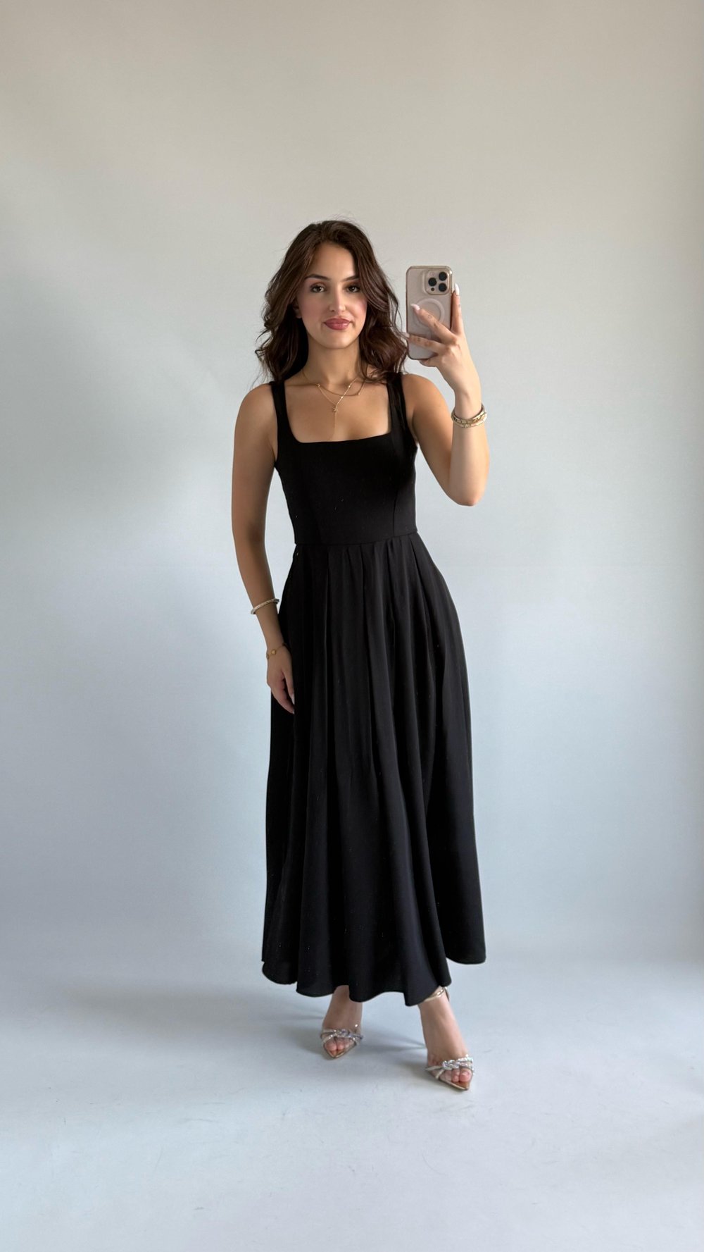 Samira Kare Yaka Elbise Siyah 