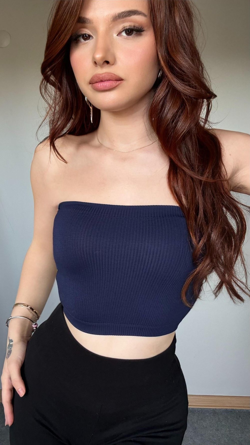 Straplez Fitilli Crop Lacivert 