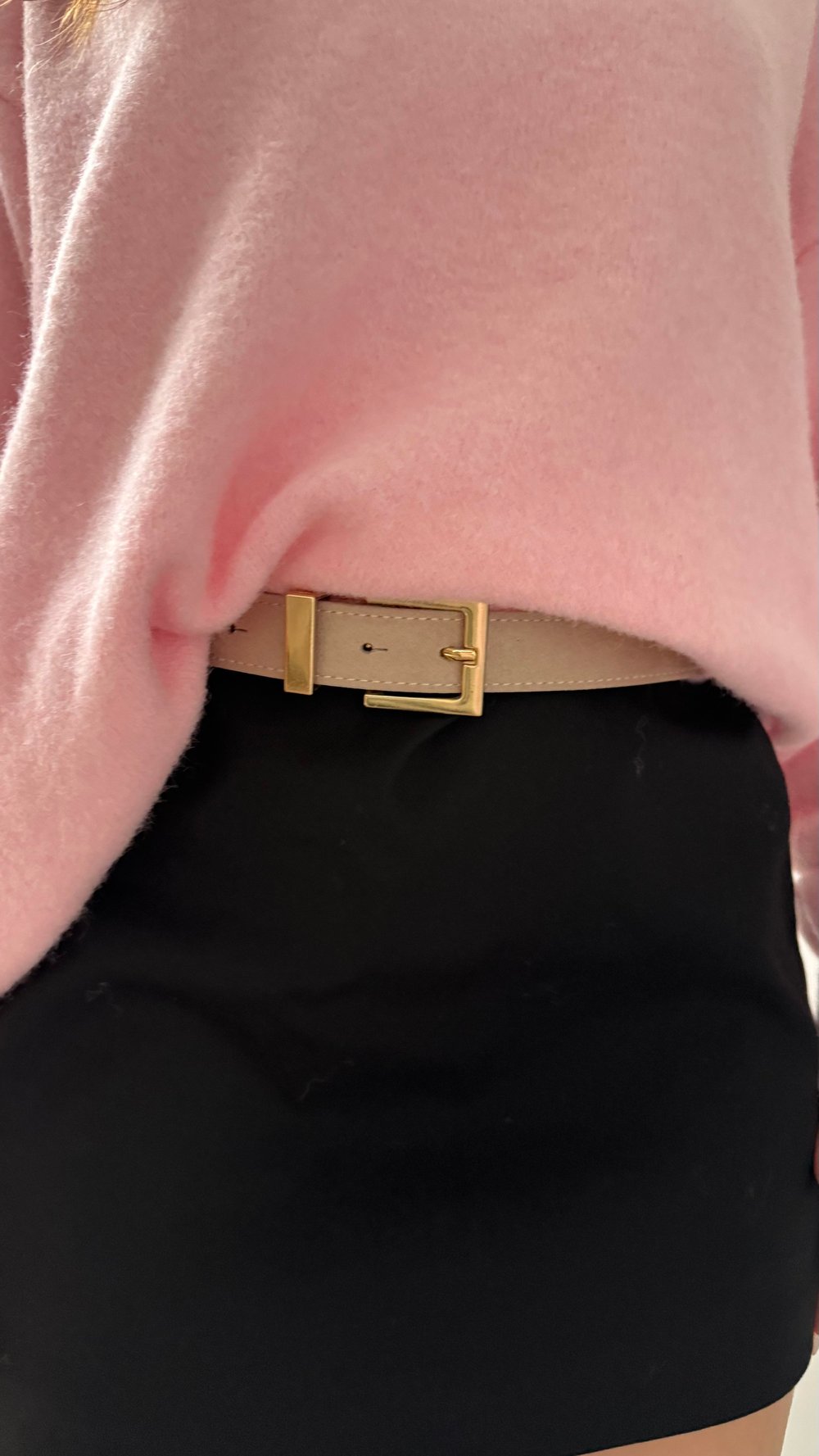 Süet Gold Kemer Krem