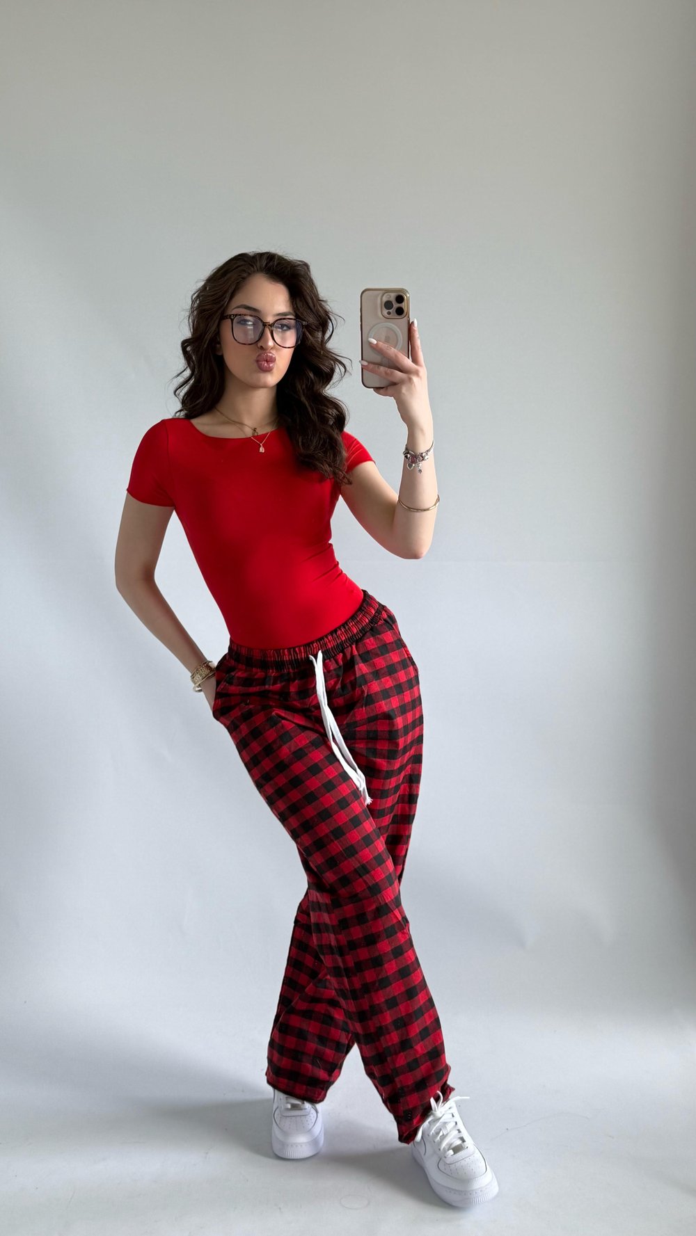Tokyo Kareli Pijama Kırmızı Siyah