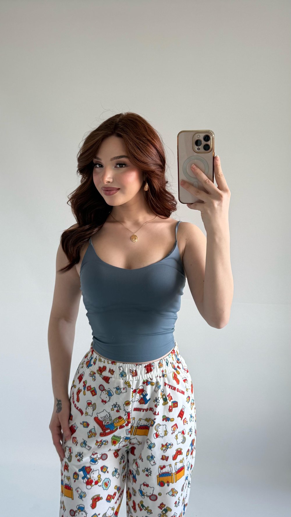 V Yaka Polyamid Crop İndigo