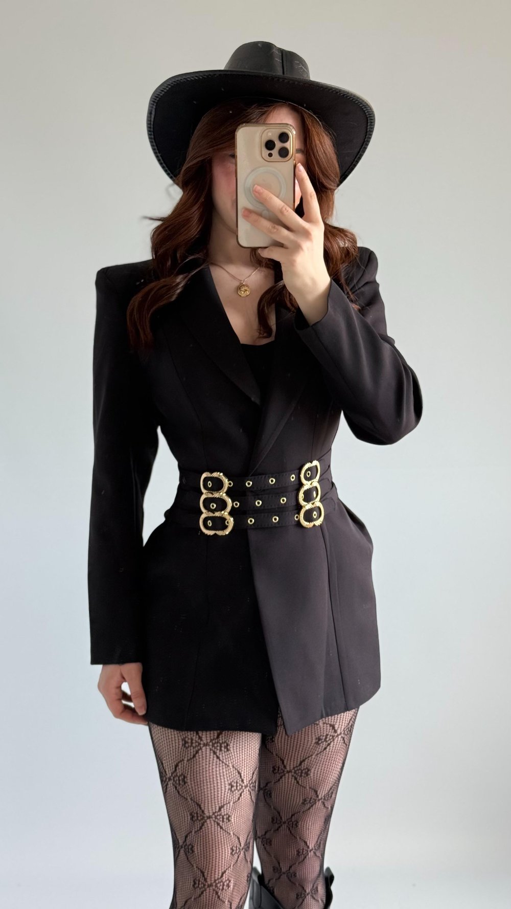 Vatkalı Kemerli Blazer Ceket Siyah
