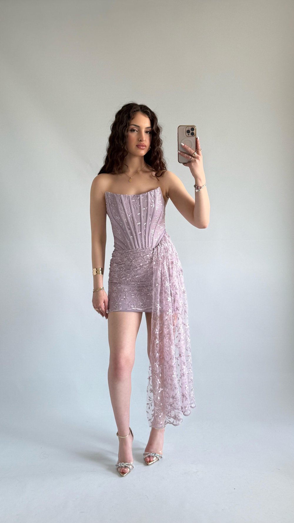 Victoria Dantel Mini Abiye Lila