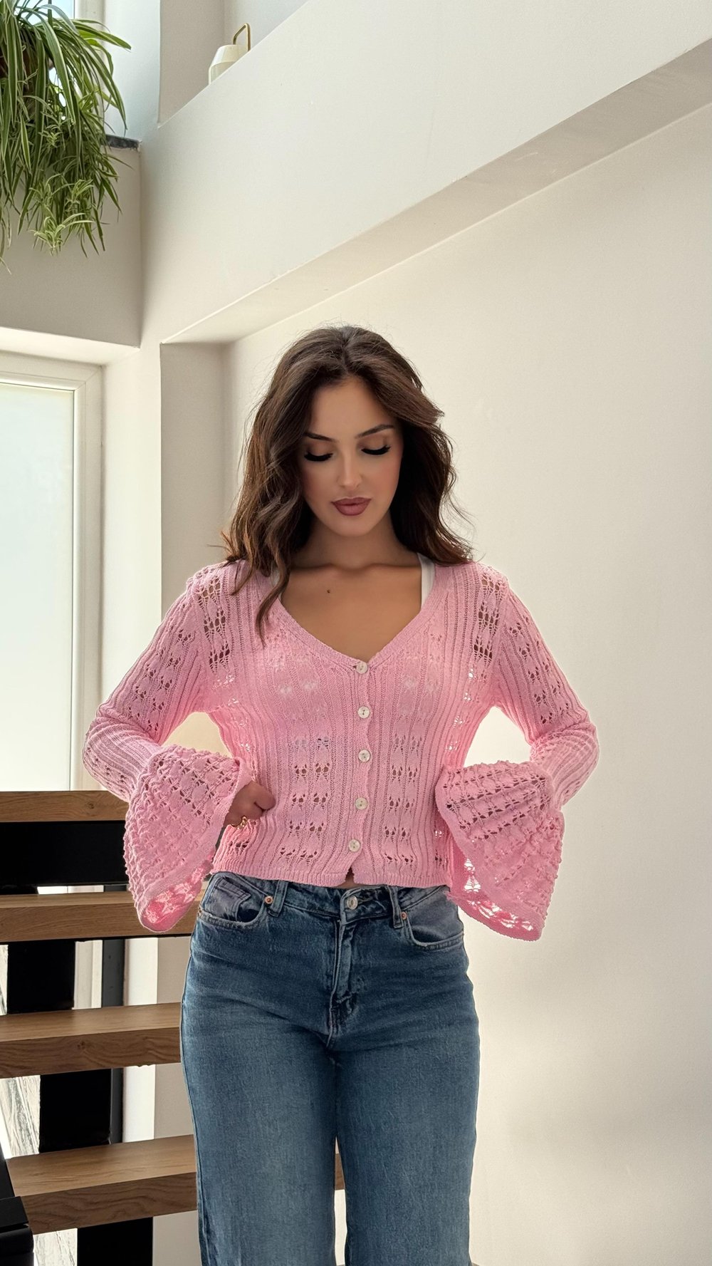 Vintage İspanyol Kol Hırka Pembe