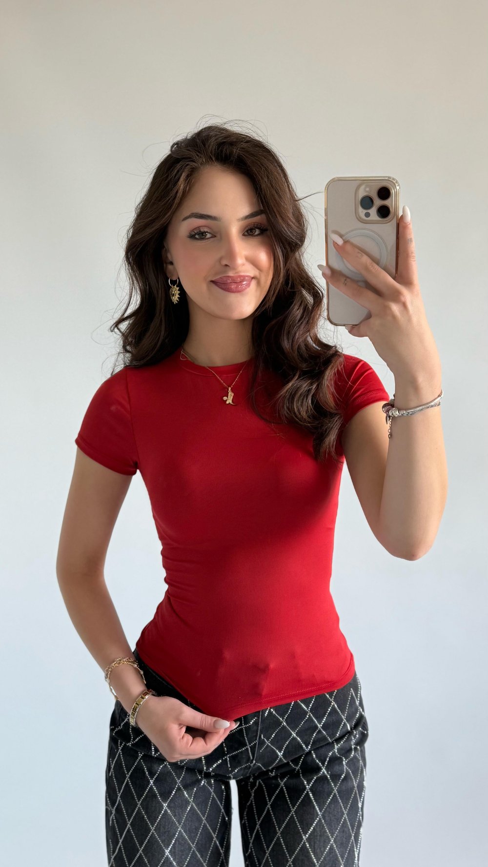 Vücuda Oturan Tişört Kırmızı