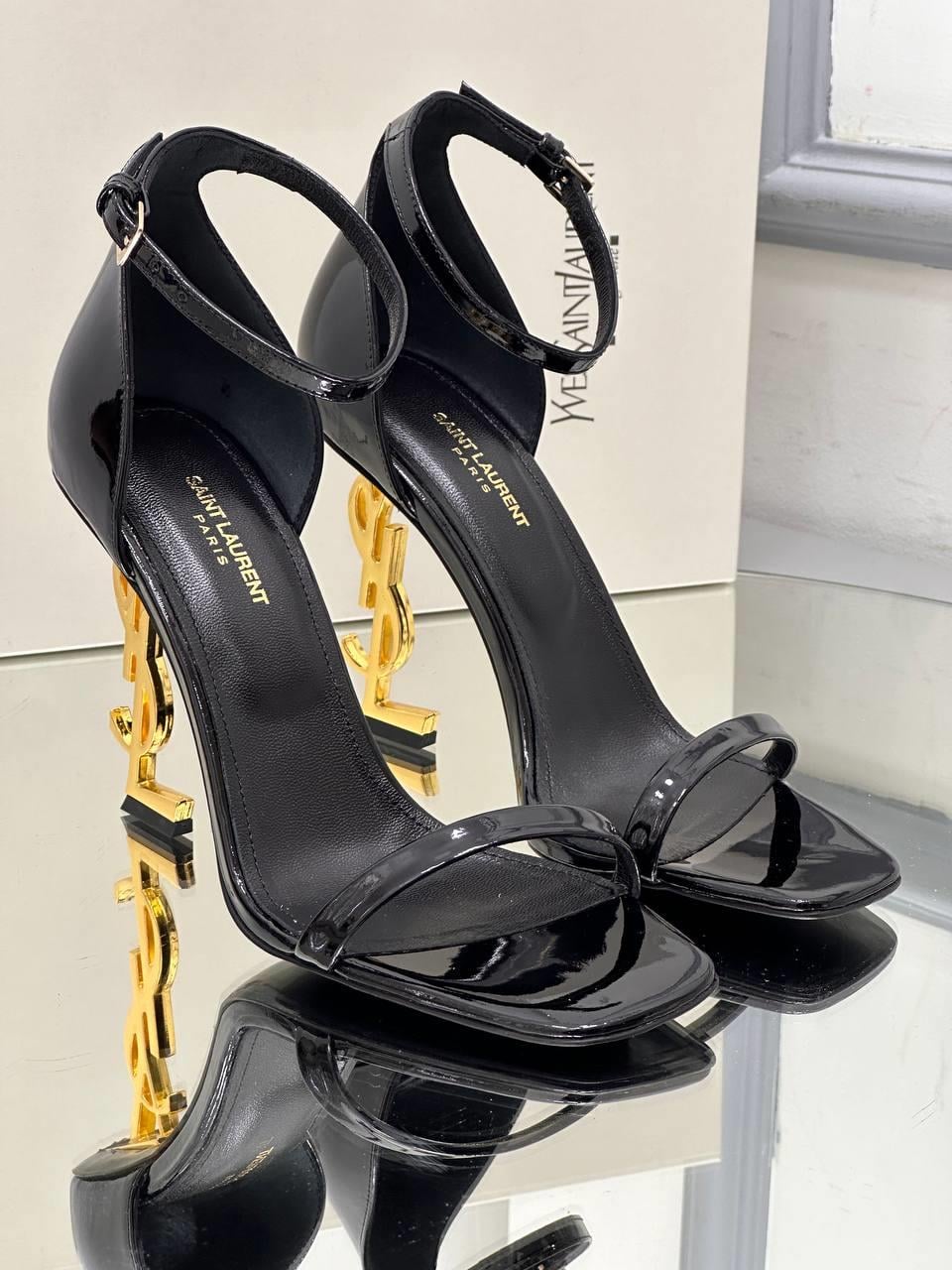 YSL Siyah Gold Topuklu Ayakkabı 