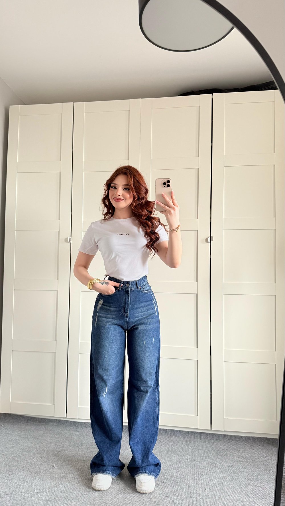 Yüksek Bel Wide Leg Plazzo Jean Koyu Mavi