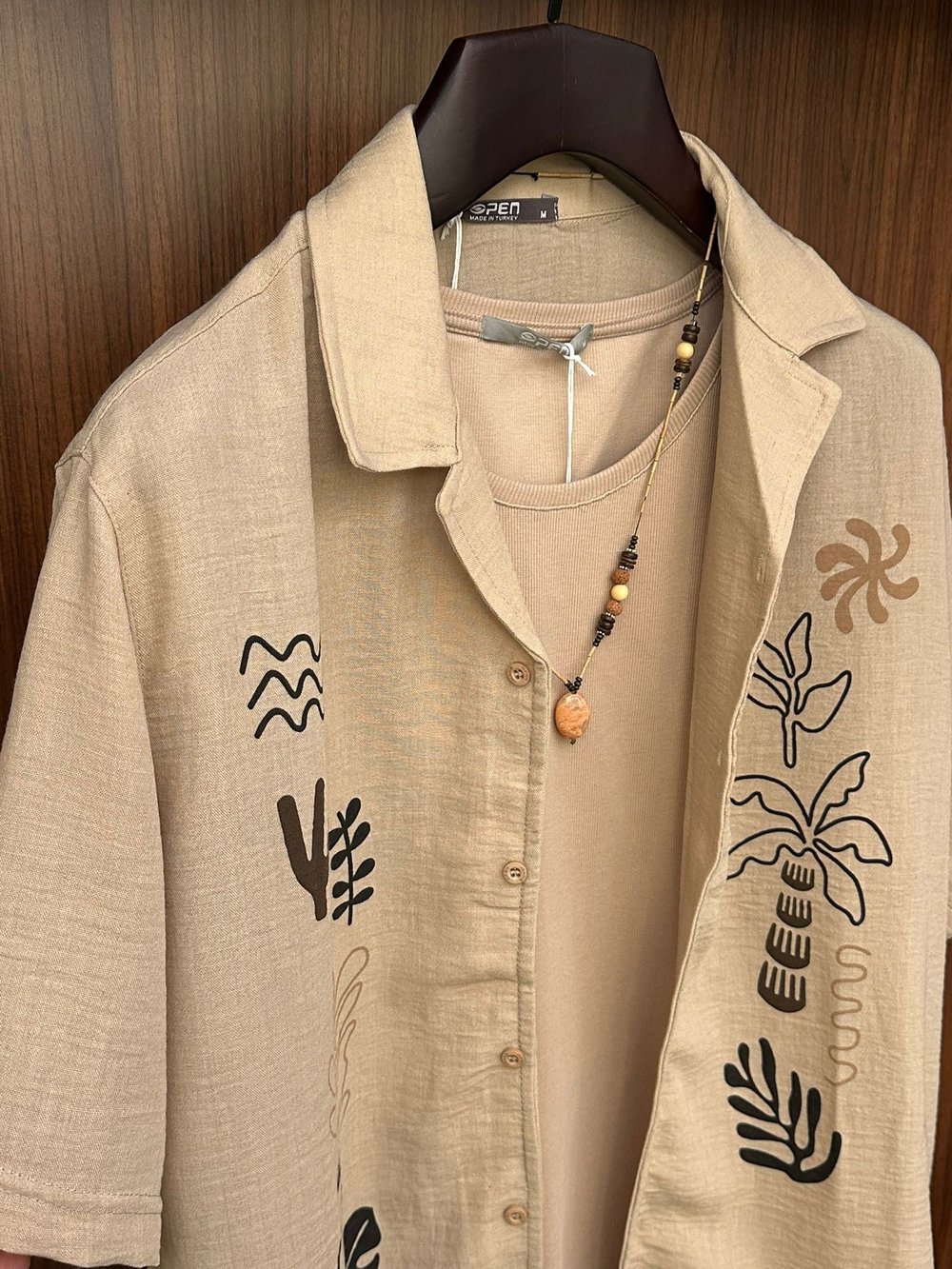 Çiçek Desenli %100 Cotton Kısa Kollu Gömlek
