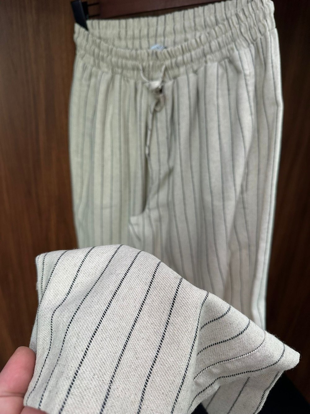 Çizgili Keten Pantolon