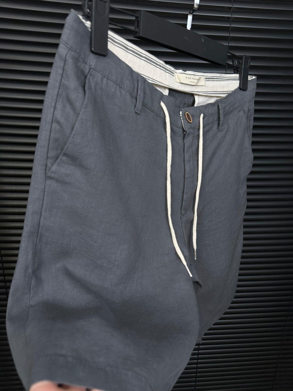 Linen Kumaş %100 Keten Şort - Antrasit