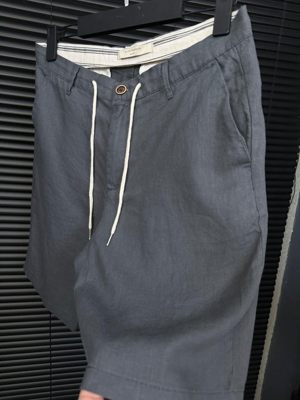 Linen Kumaş %100 Keten Şort - Antrasit