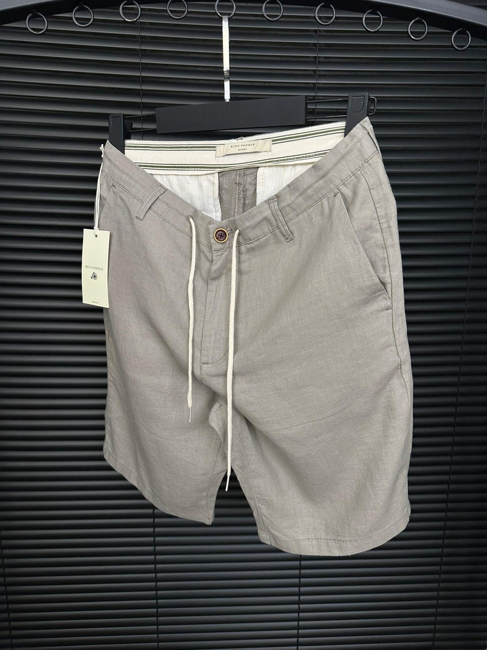 Linen Kumaş %100 Keten Şort - Yeşil