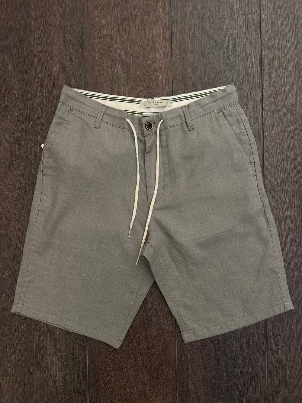 Linen Kumaş %100 Keten Şort - Yeşil