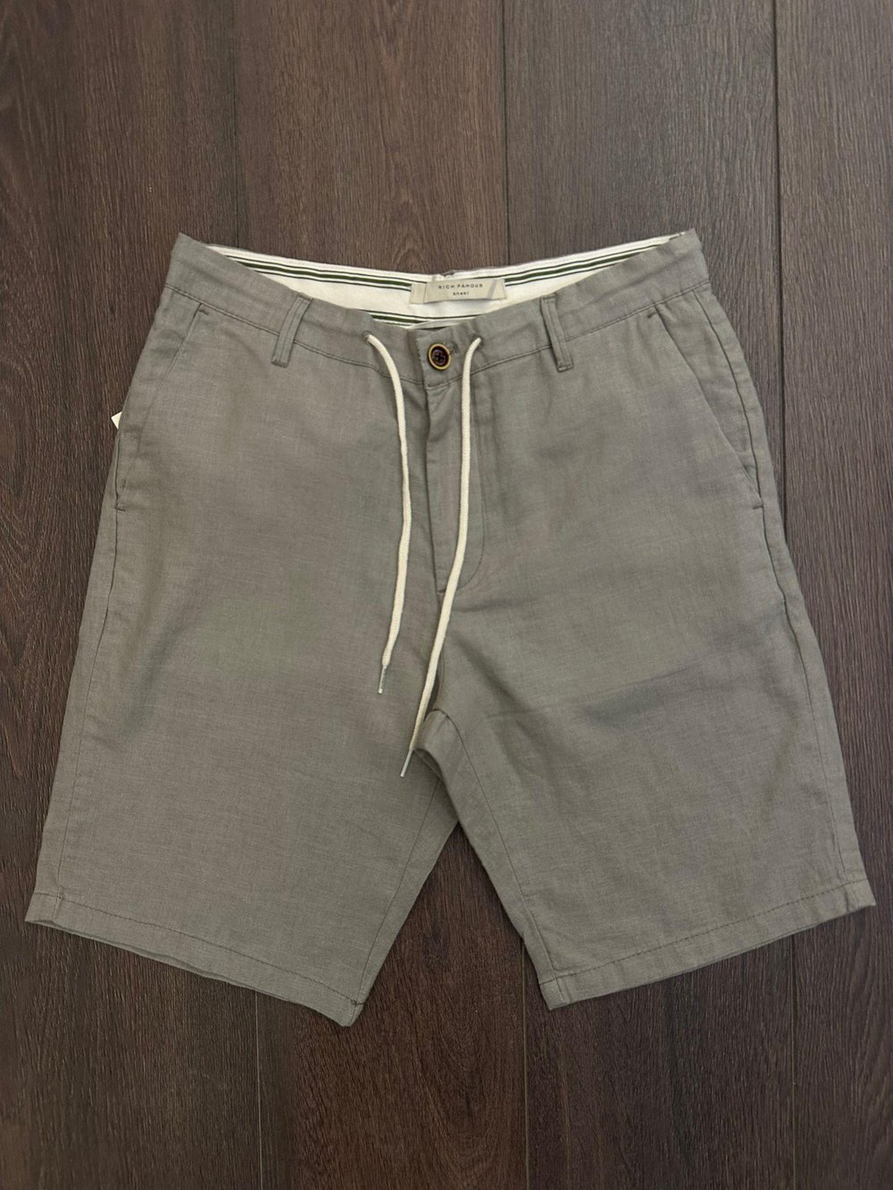 Linen Kumaş %100 Keten Şort - Yeşil