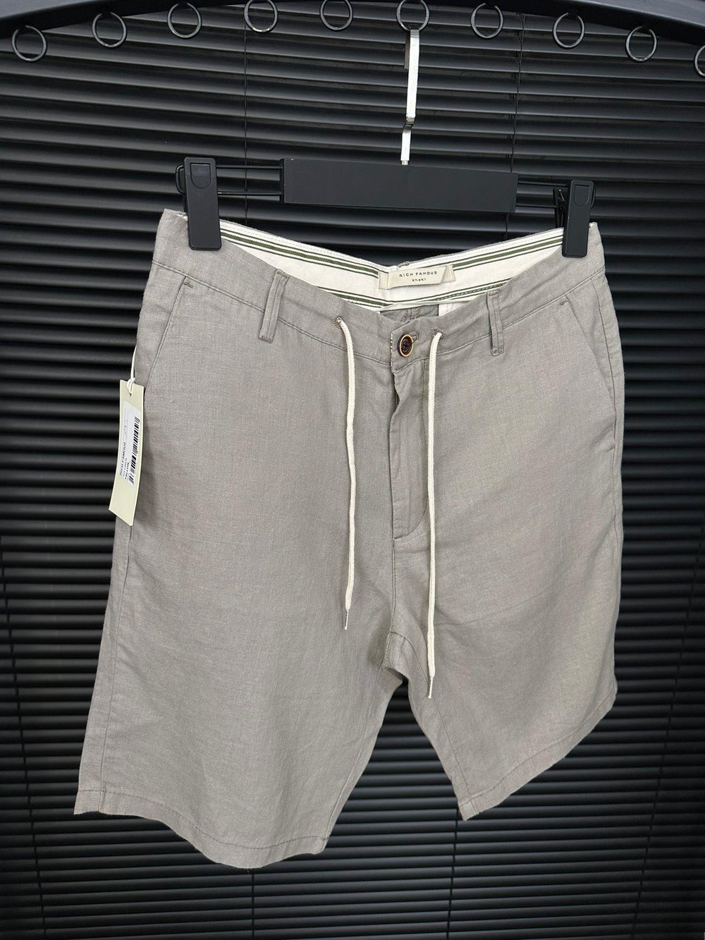 Linen Kumaş %100 Keten Şort - Yeşil