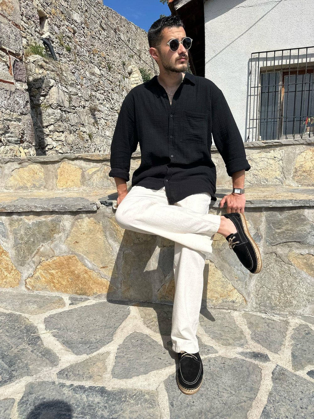 Mikonos Cep Detaylı Basic Müslin Gömlek