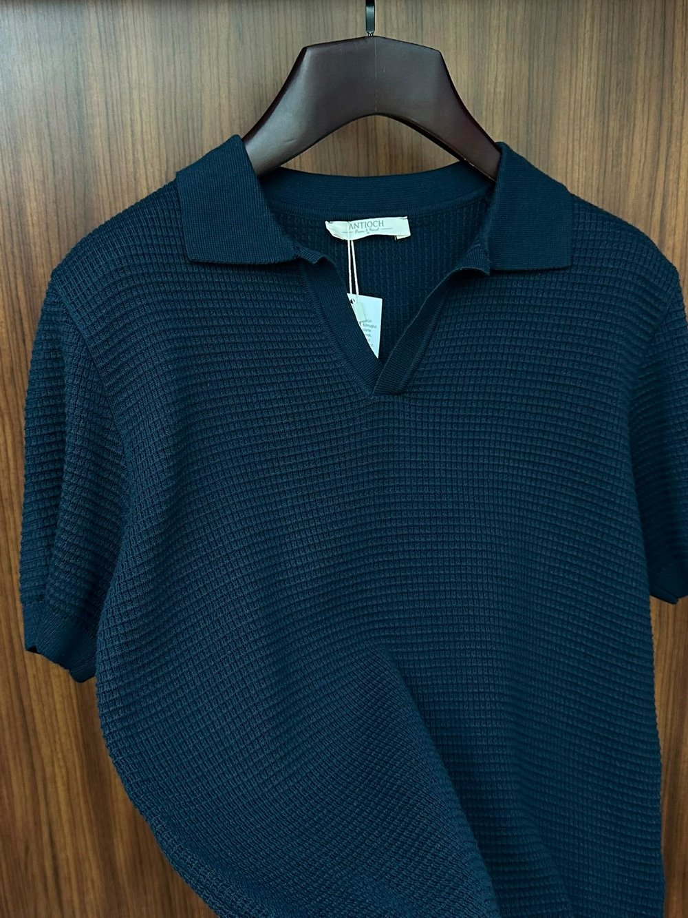 Pirinç Örme Yakalı Triko T-Shirt