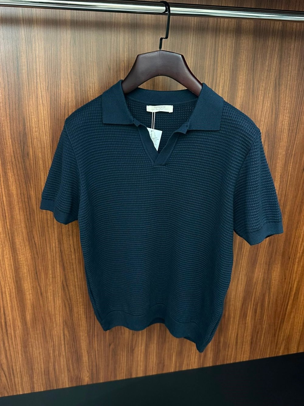 Pirinç Örme Yakalı Triko T-Shirt