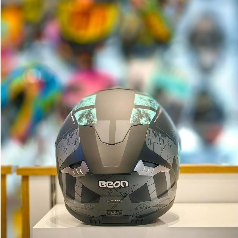 Beon B-507 Full Face Motosiklet Kaskı FF06 Siyah/Yeşil/Gri