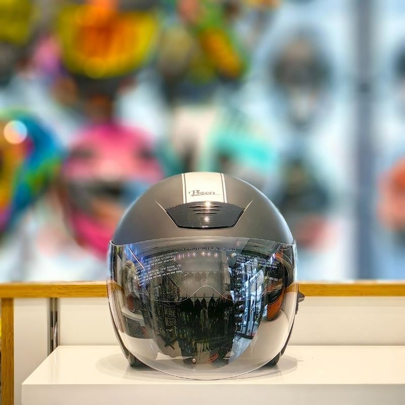 Beon B217 Çenesiz Vizörlü Yazlık Kask Mat Siyah/Gri