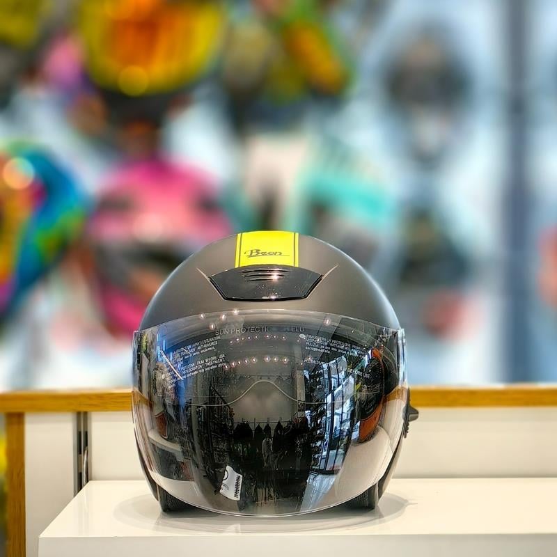 Beon B217 Çenesiz Vizörlü Yazlık Kask Mat Siyah/Sarı