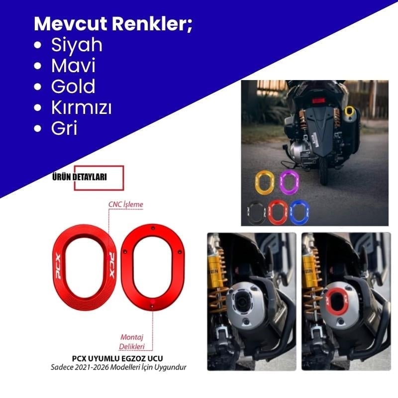 Egzoz Ucu CNC Mavi - Honda PCX