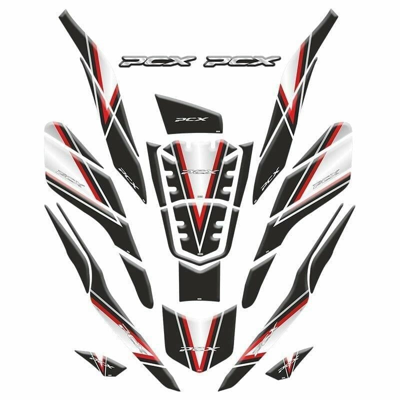 Gogo Honda PCX (2020-2024) Tank Pad Set 010 Siyah/Kırmızı/Gri