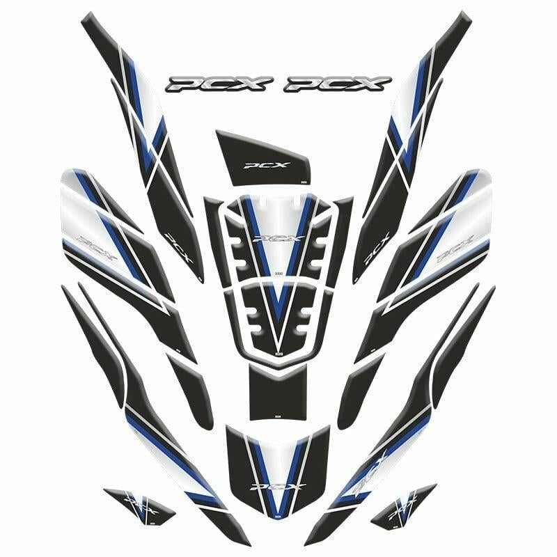 Gogo Honda PCX (2020-2024) Tank Pad Set 010 Siyah/Mavi/Gri