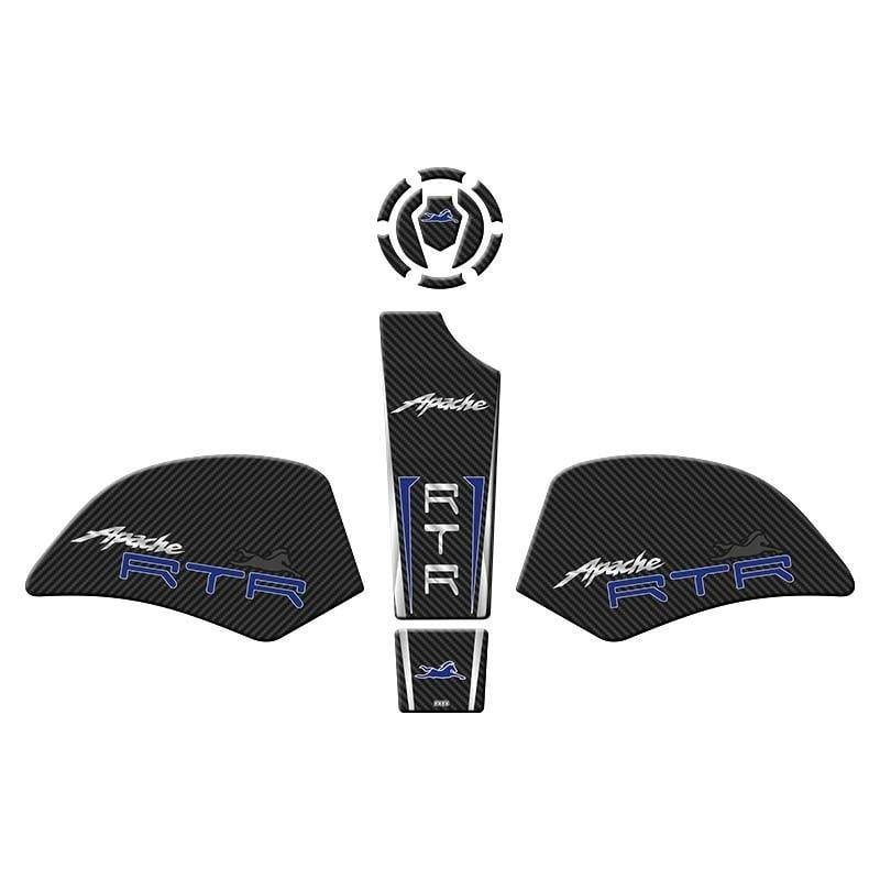 Gogo TVS Apache RTR 200 (2022-2025) Tank Pad Set 003 Karbon/Beyaz/Mavi