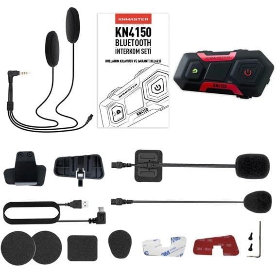 KNMASTER KN4150 Motosiklet Bluetooth İnterkom Seti Siyah
