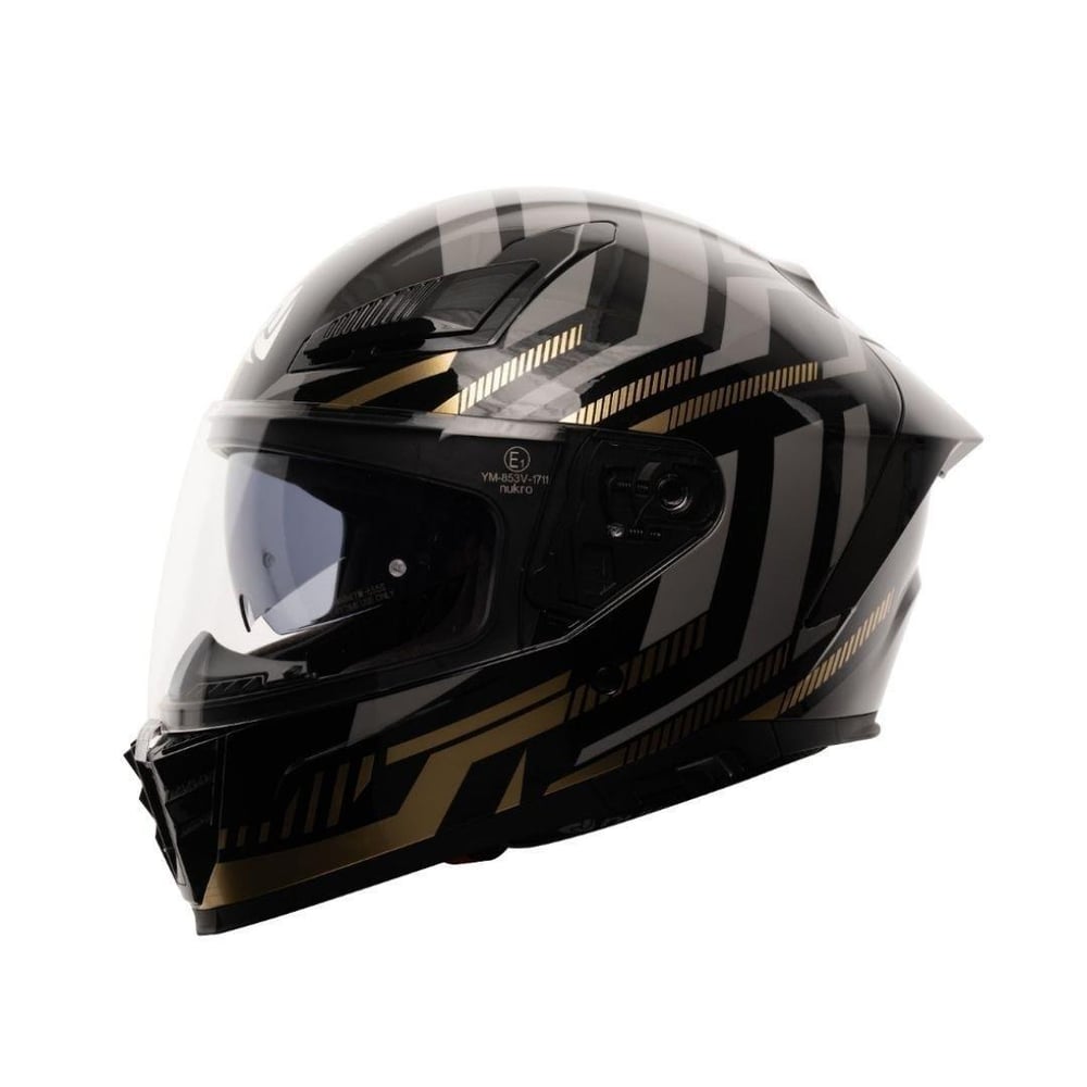 Nukro 853 Power Gold Black Full Face Motosiklet Kaskı