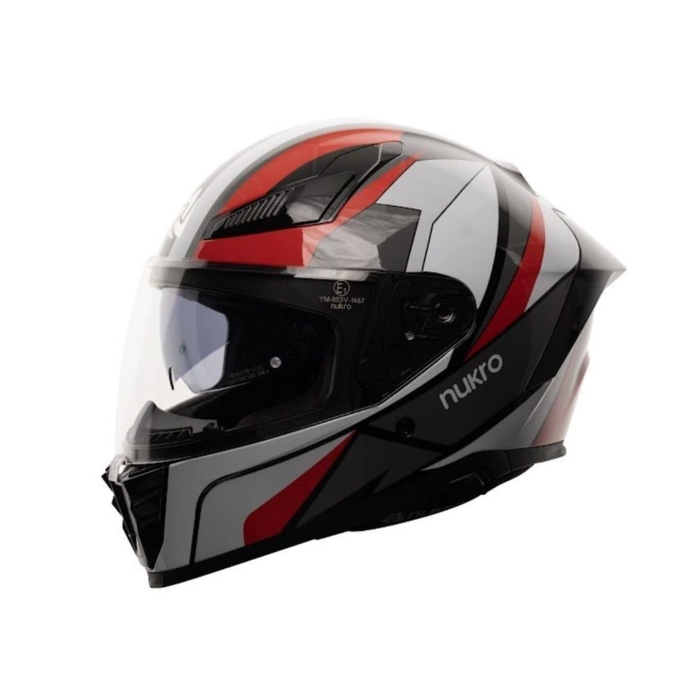 Nukro 853 Shine Red White Full Face Motosiklet Kaskı