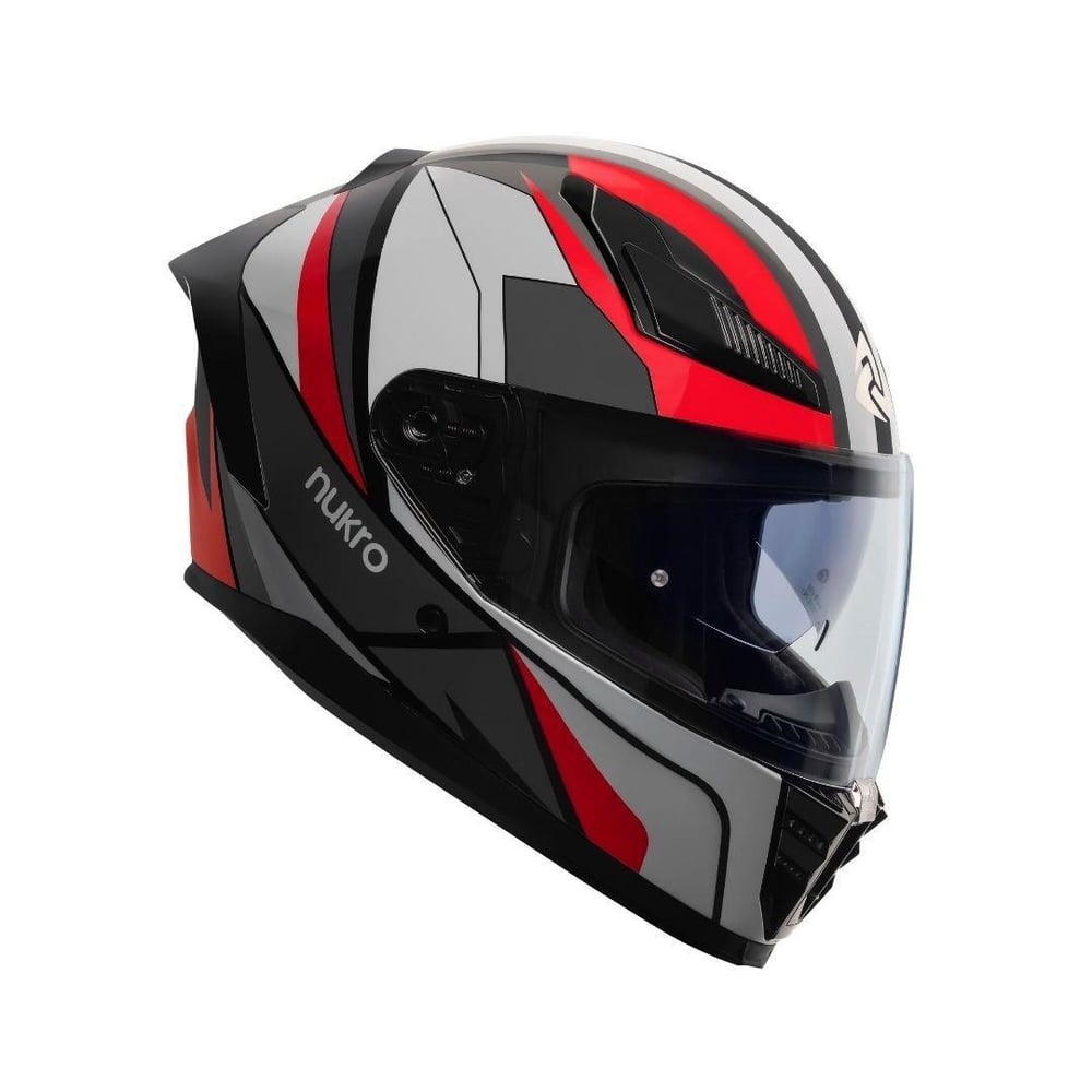 Nukro 853 Shine Red White Full Face Motosiklet Kaskı