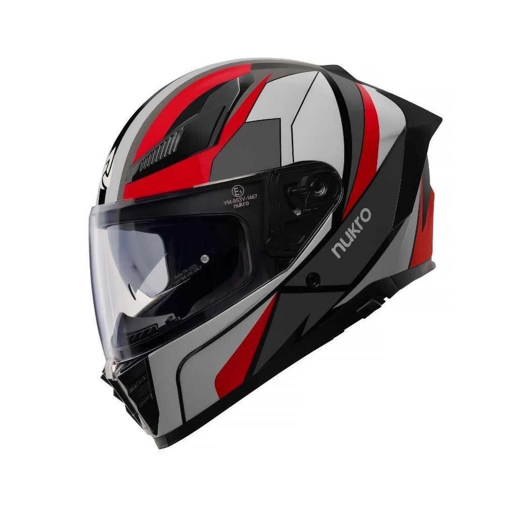 Nukro 853 Shine Red White Full Face Motosiklet Kaskı