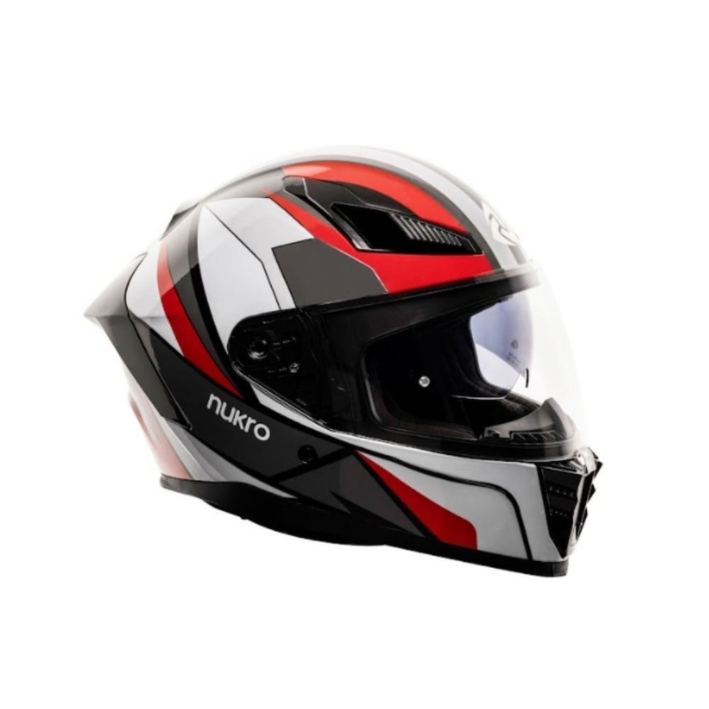 Nukro 853 Shine Red White Full Face Motosiklet Kaskı