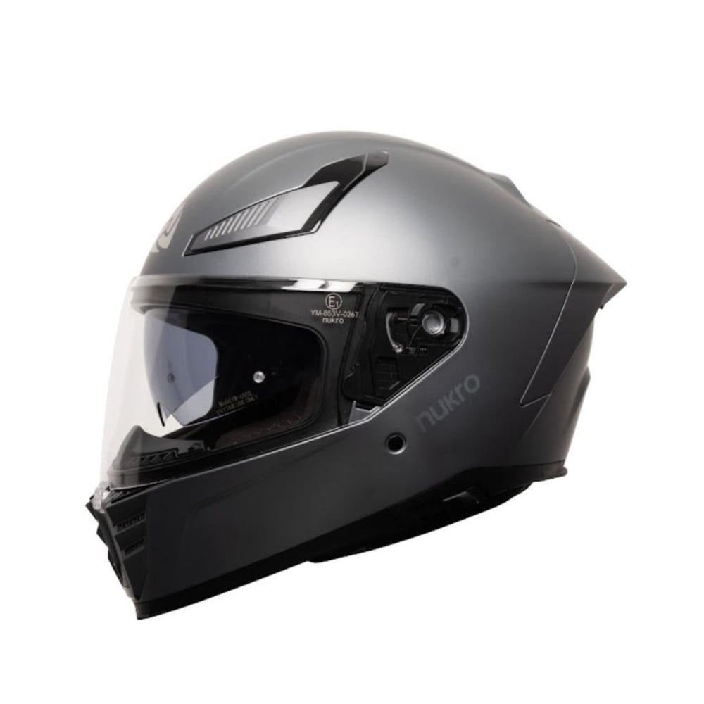 Nukro 853 Solid Matt Silver Full Face Motosiklet Kaskı