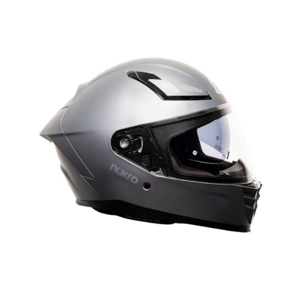 Nukro 853 Solid Matt Silver Full Face Motosiklet Kaskı