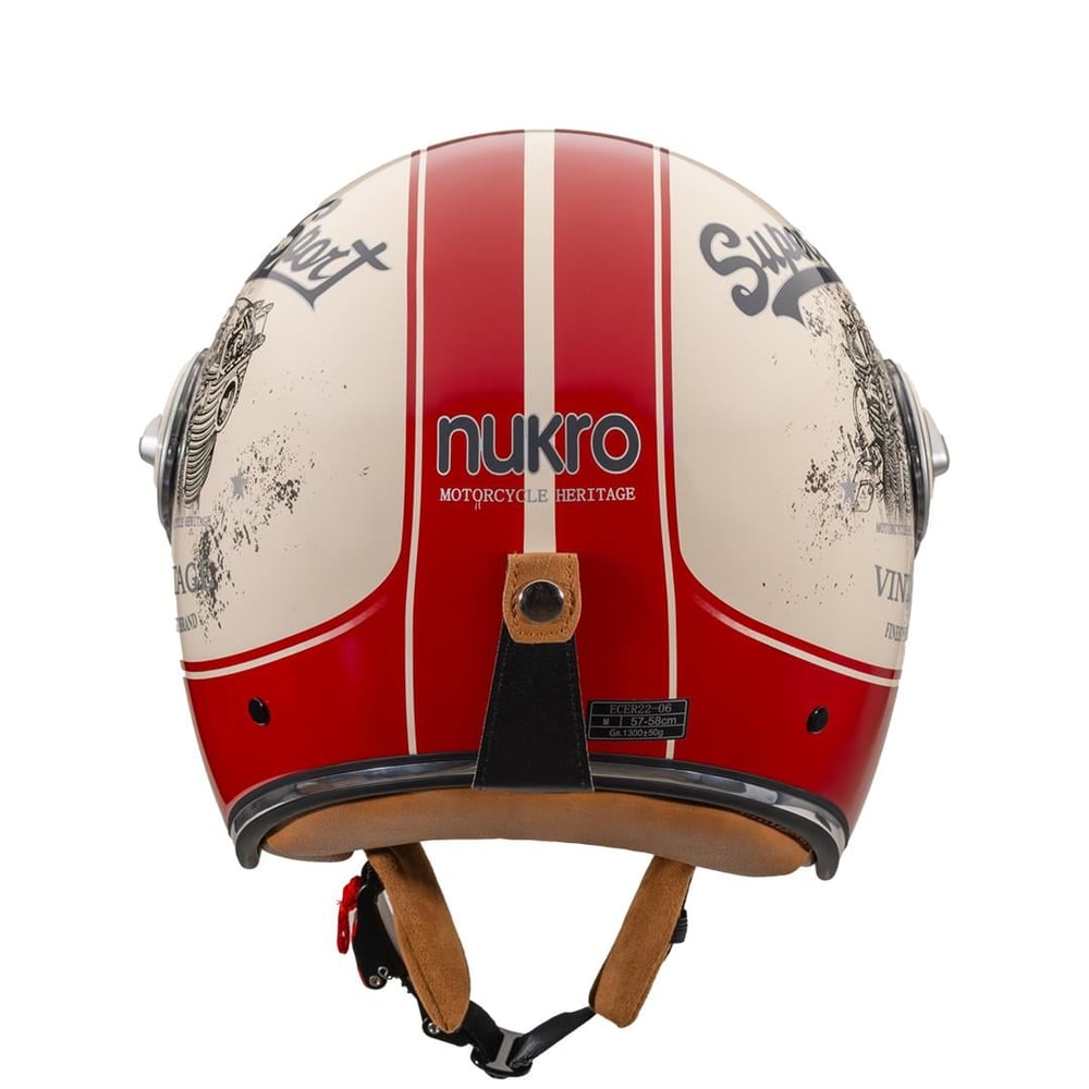 Nukro B-108 Super Sport Cream Red Yazlık Motosiklet Kaskı