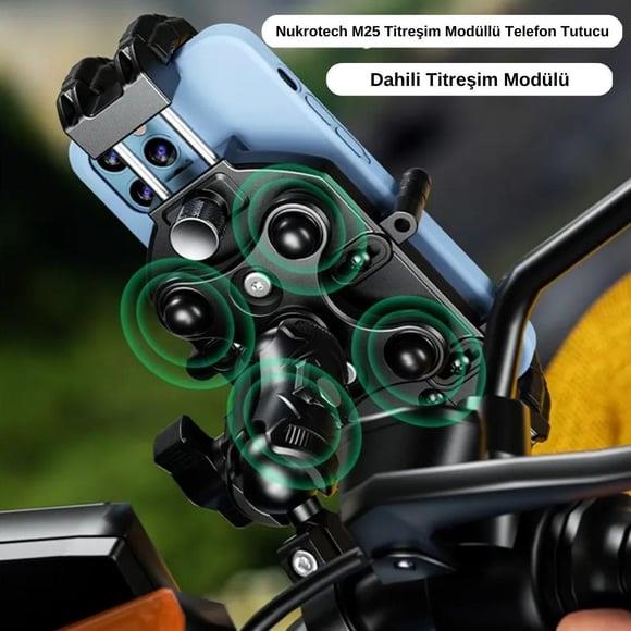Nukrotech M26 Titreşim Modüllü Telefon Tutucu Gidon Ve Ayna Bağlantılı