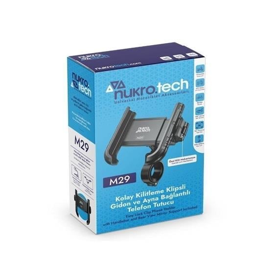 Nukrotech M29 Klipsli Telefon Tutucu Gidon Ve Ayna Bağlantılı