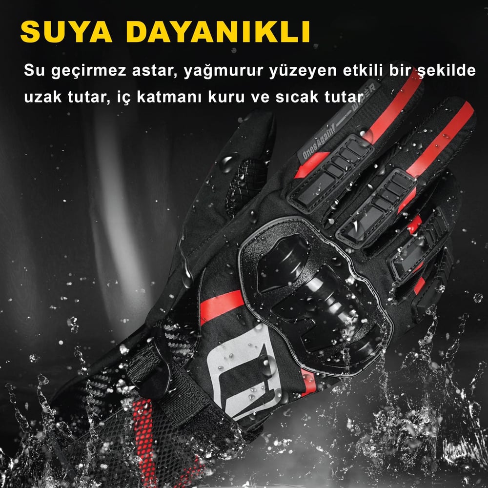 Ones Again MG21 Kışlık Korumalı Motosiklet Eldiveni Siyah