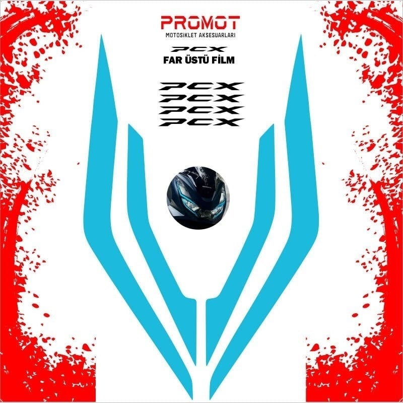Promot Far Üstü Film Mavi - Honda PCX (2021-2024)