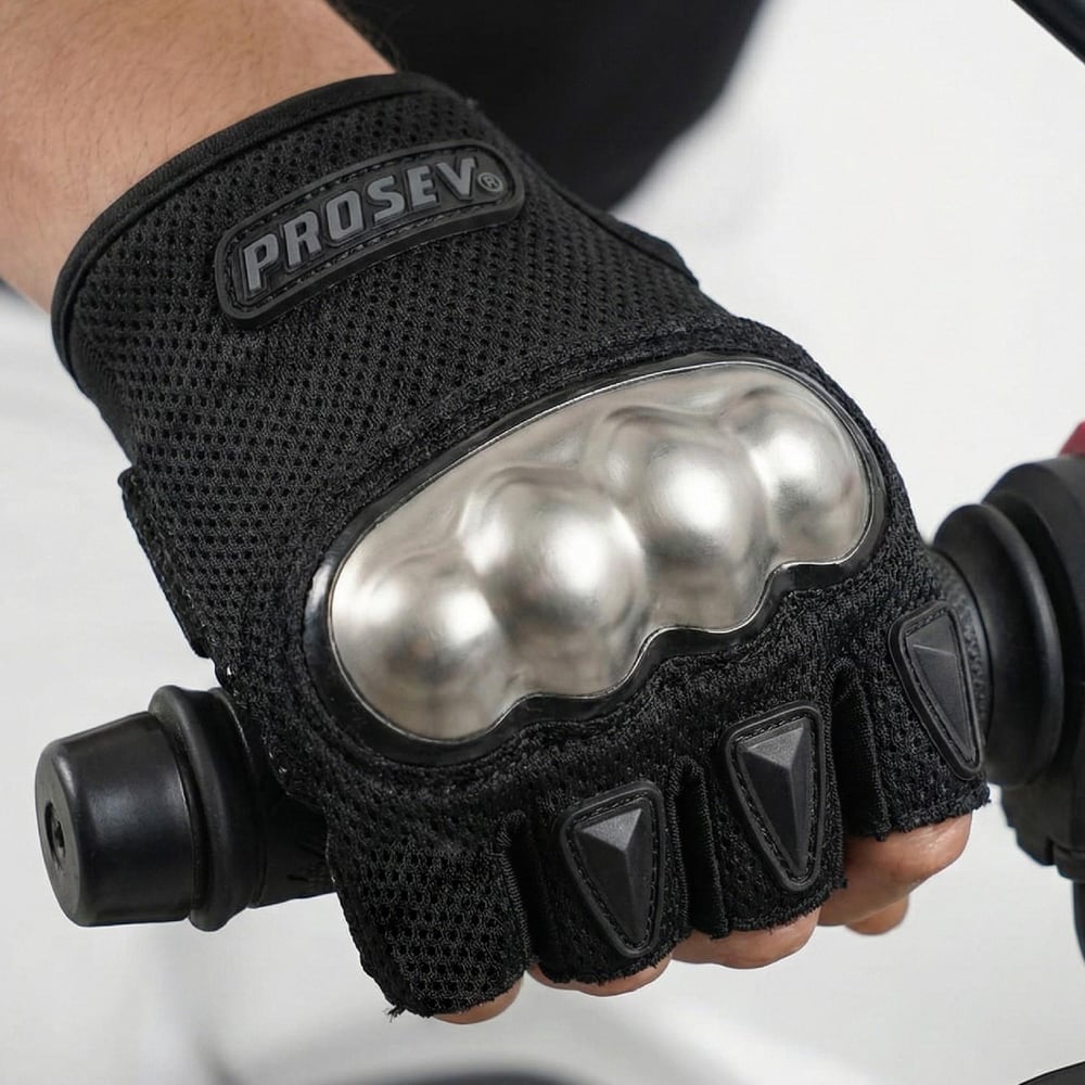 Prosev 4250 Korumalı Yarım Motosiklet Eldiveni Siyah (Sertiikalı)Prosev