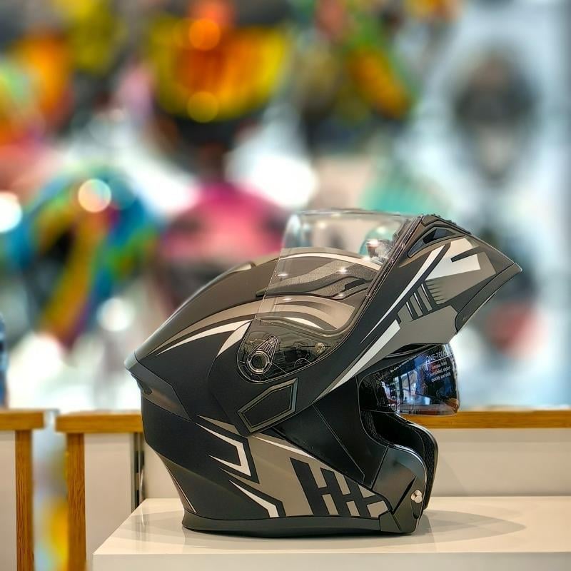 RHKC 902 Çene Açılır Vizörlü Kask Mat Siyah/Gri