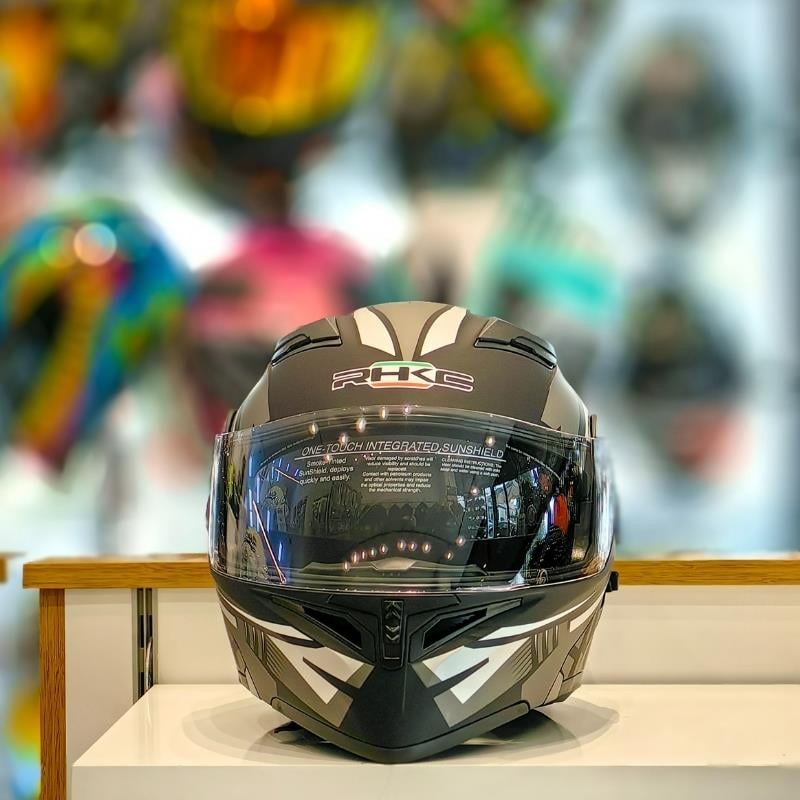 RHKC 902 Çene Açılır Vizörlü Kask Mat Siyah/Gri