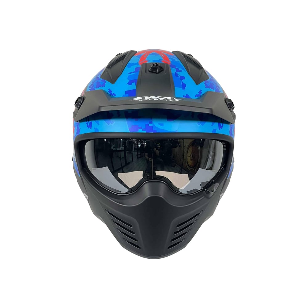 Sway 726x Tokyo Trooper Blue Modüler Motosiklet Kaskı