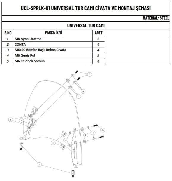 Üçel Tur Camı Üniversal Şeffaf Seligrafili